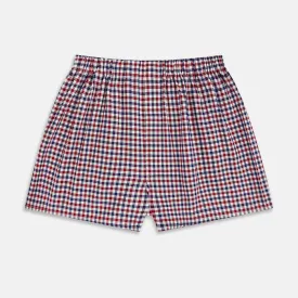 Burgundy Gingham Check Godfrey Boxer Shorts