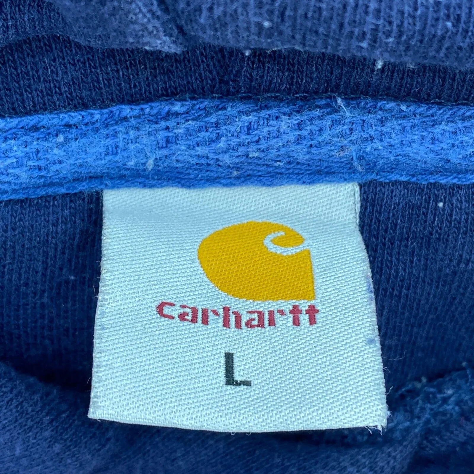 Carhartt Logo Vintage Navy Blue Hoodie Size L