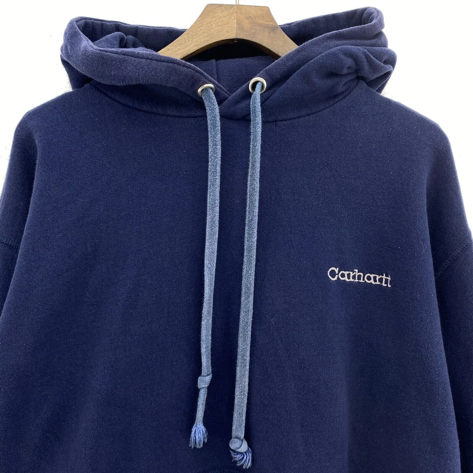 Carhartt Logo Vintage Navy Blue Hoodie Size L