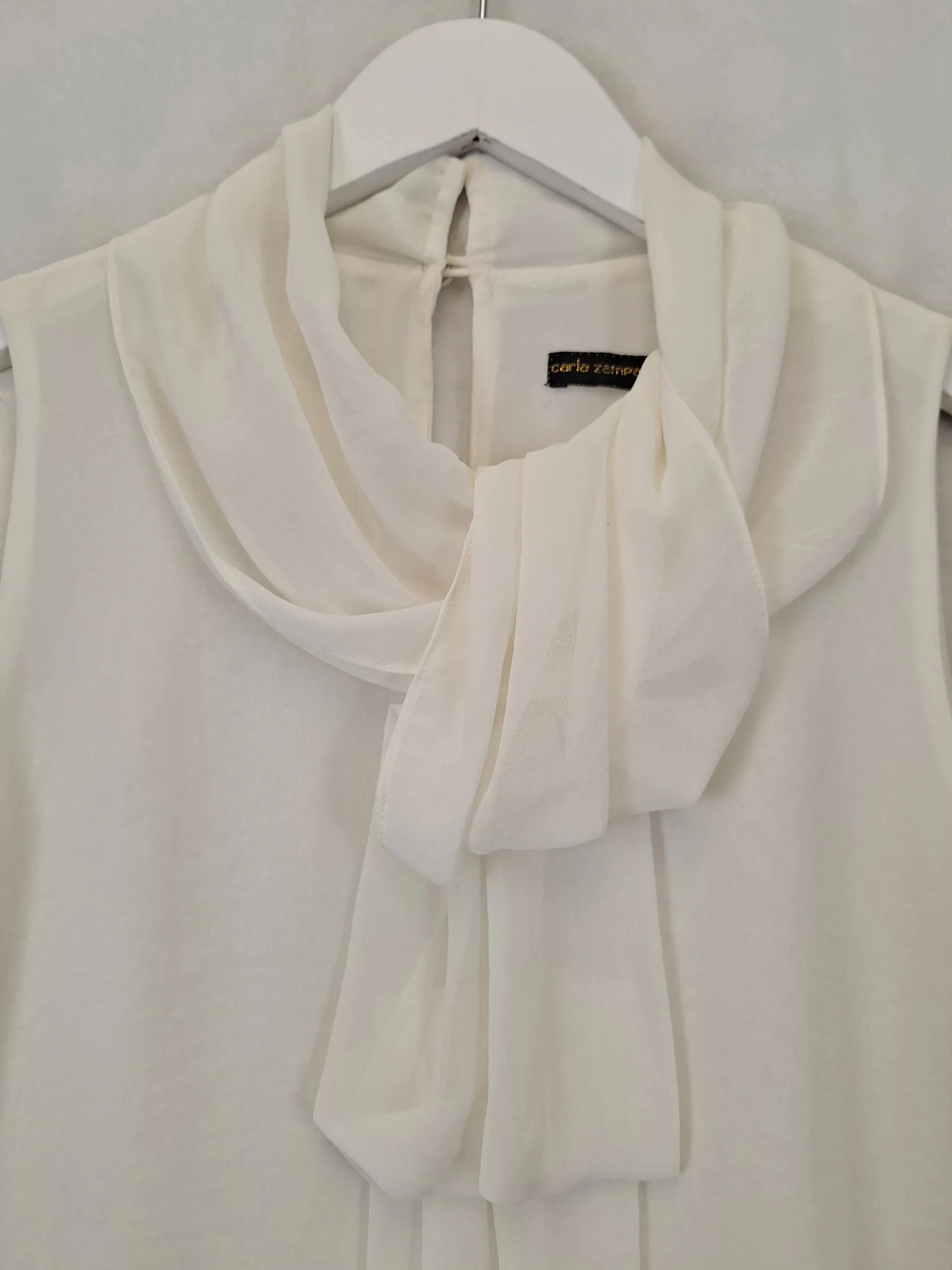 Carla Zampatti Elegant Drape Sheer Evening Blouse Size 6