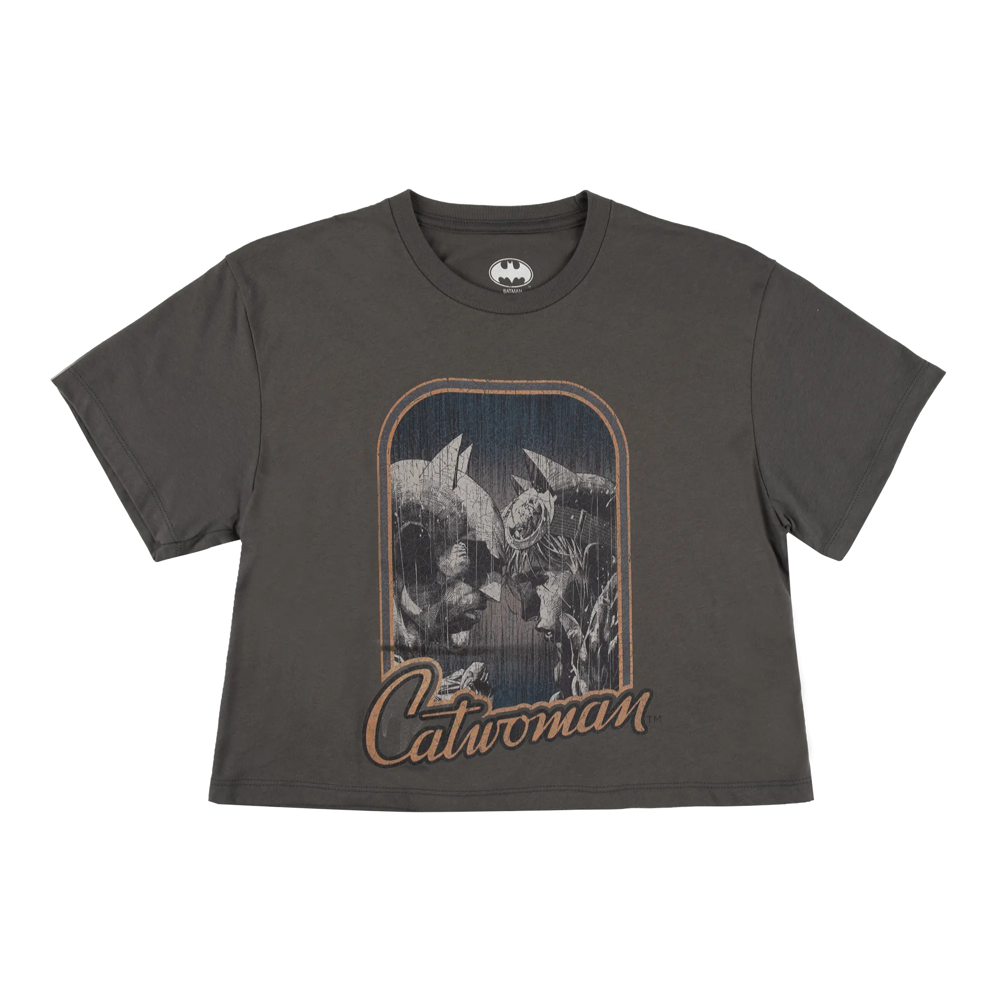 Catwoman and Batman Dark Gray Cropped Tee