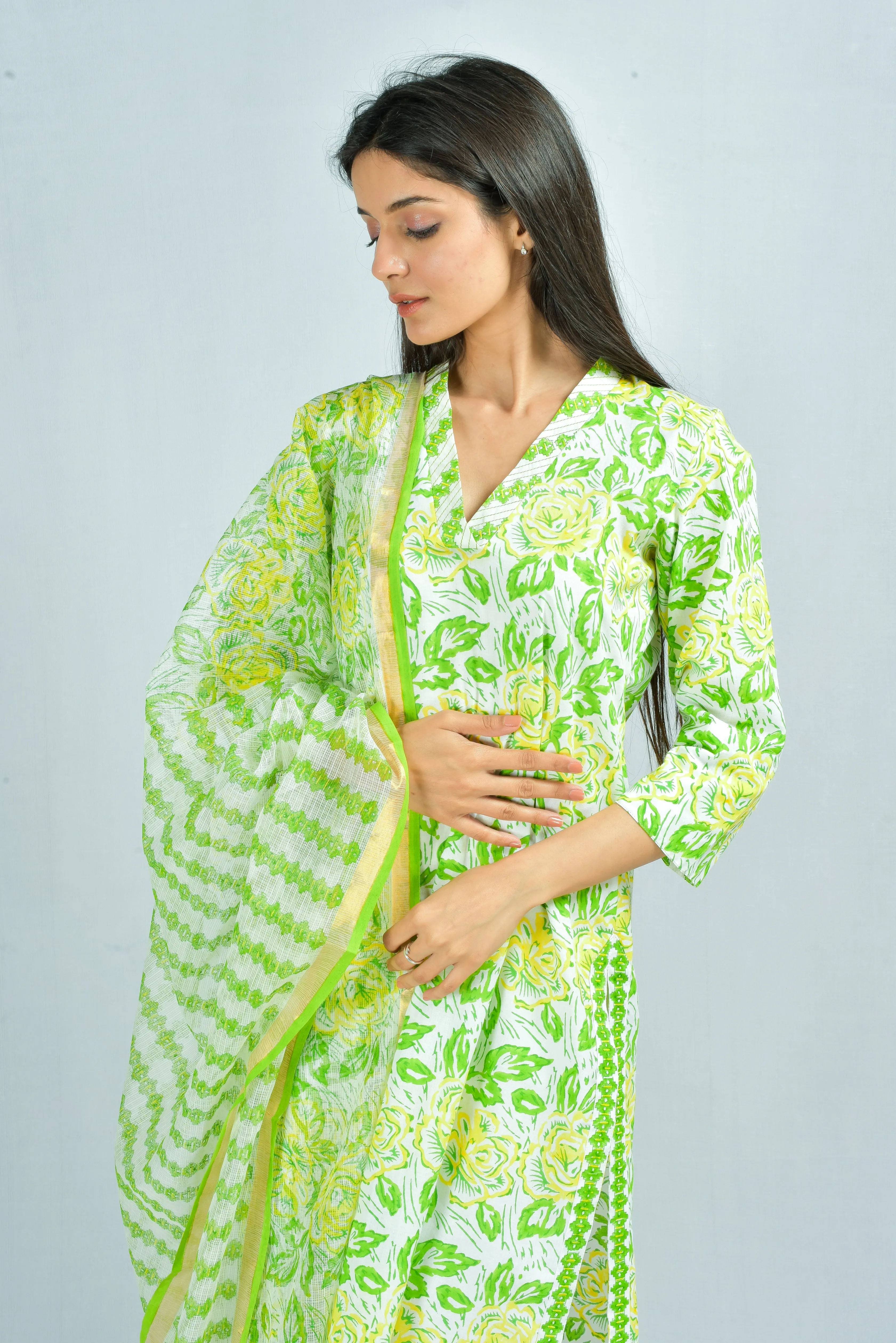 Chaitali Straight Kurta set Block Printed