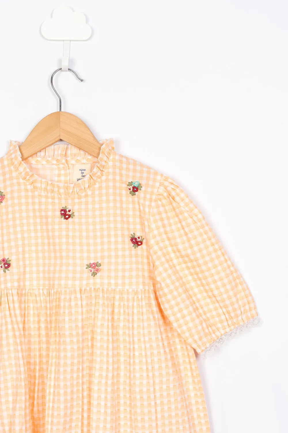 Checks & Embroidery Detail Pyjama Set