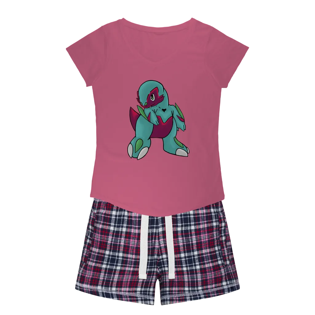 Chiki Women's Sleepy Tee and Flannel Short