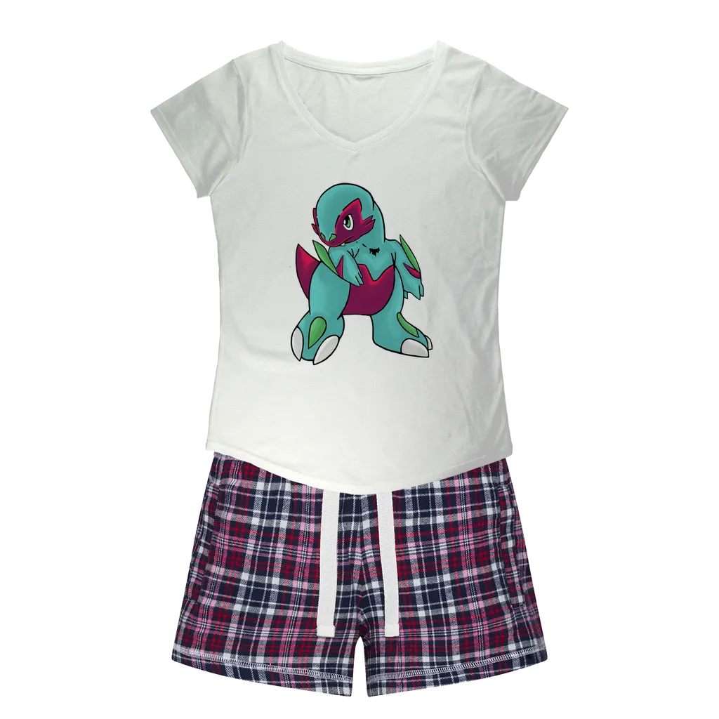 Chiki Women's Sleepy Tee and Flannel Short