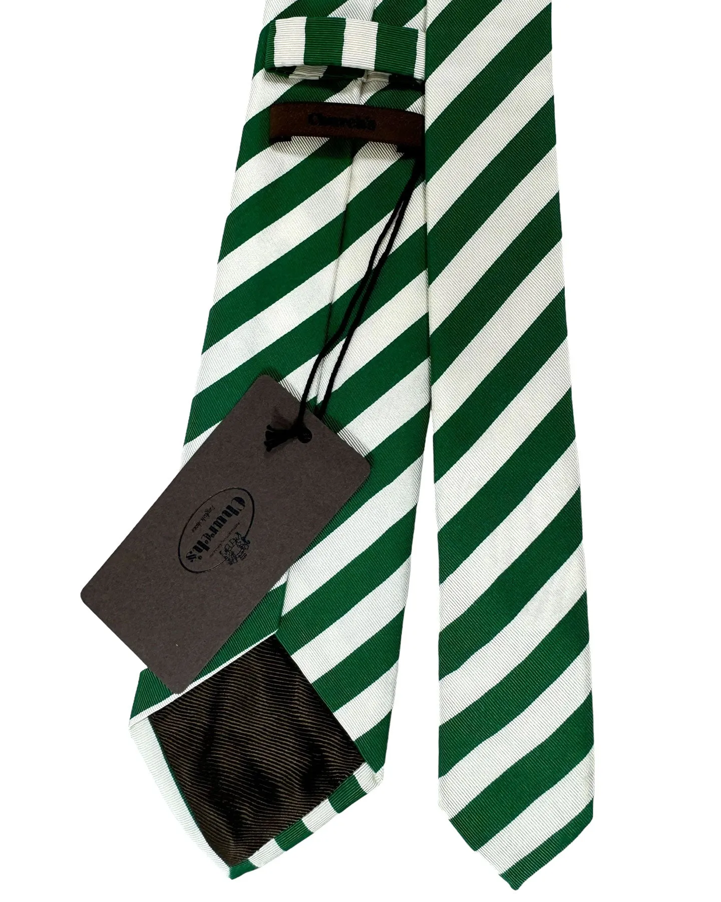 Church's Silk Tie Green White Stripes FINAL SALE