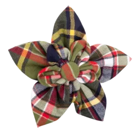 Collar Flower | Dark Olive Plaid