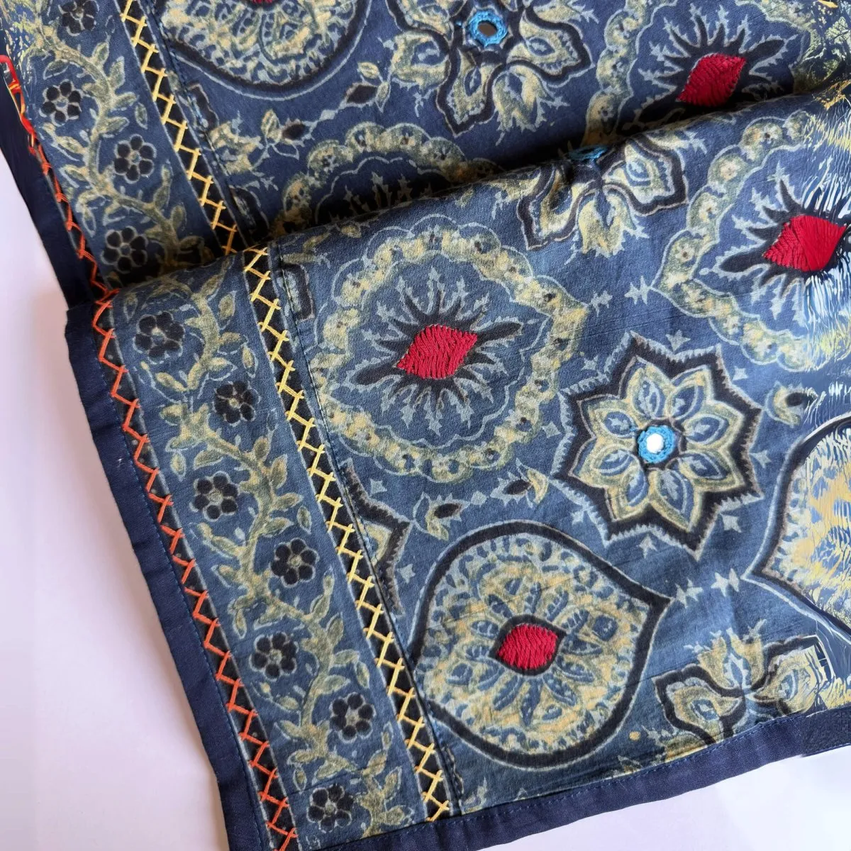 Cotton Dining Table Runner with Block Print Blue | Eco Friendly Tableware Sustainably Crafted from Pure Cotton | Handmade In India