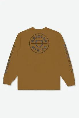 Crest L/S Tee  - Golden Brown/Washed Navy/Desert Palm