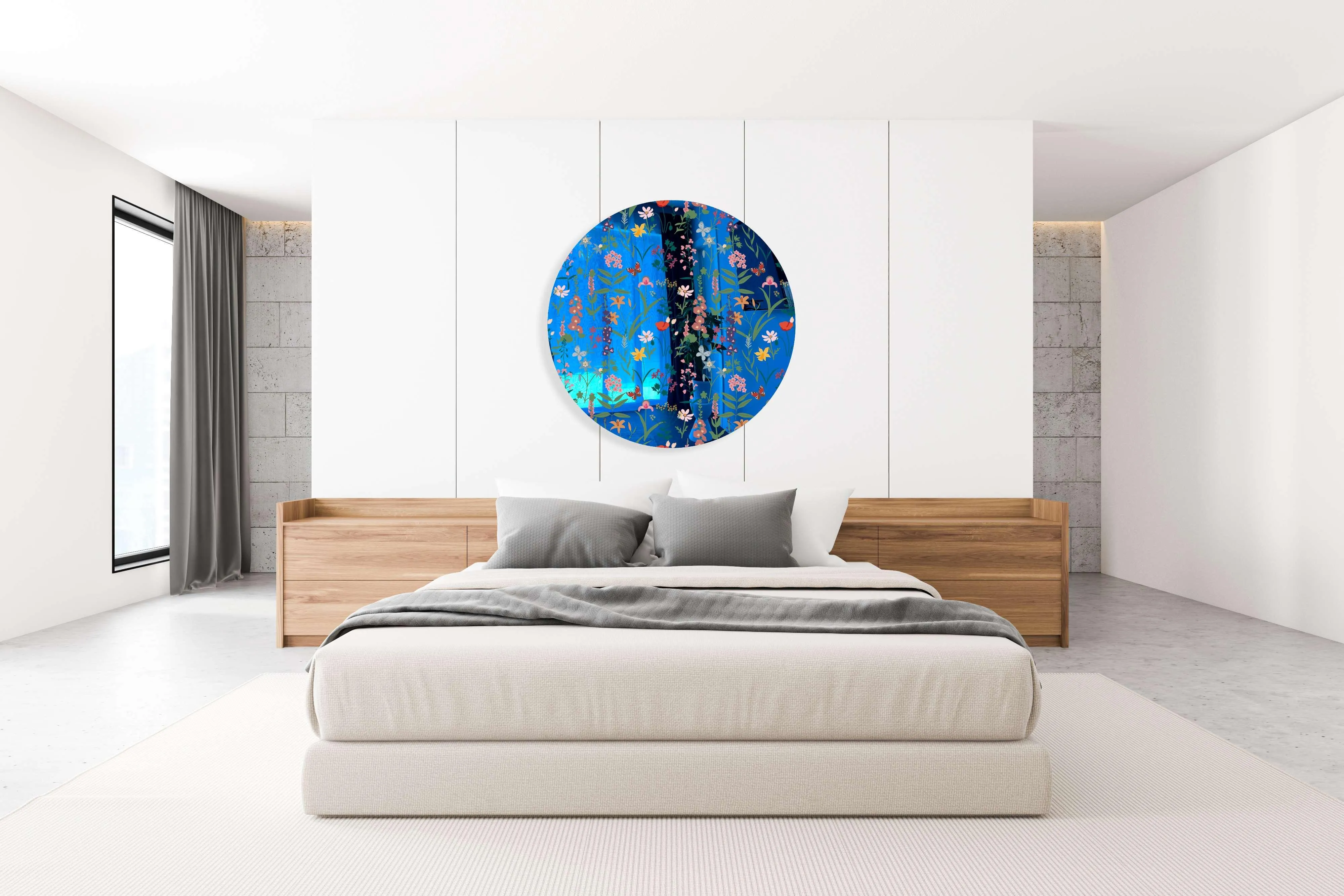 Dark Fields Flowers Printed Mirror Acrylic Circles