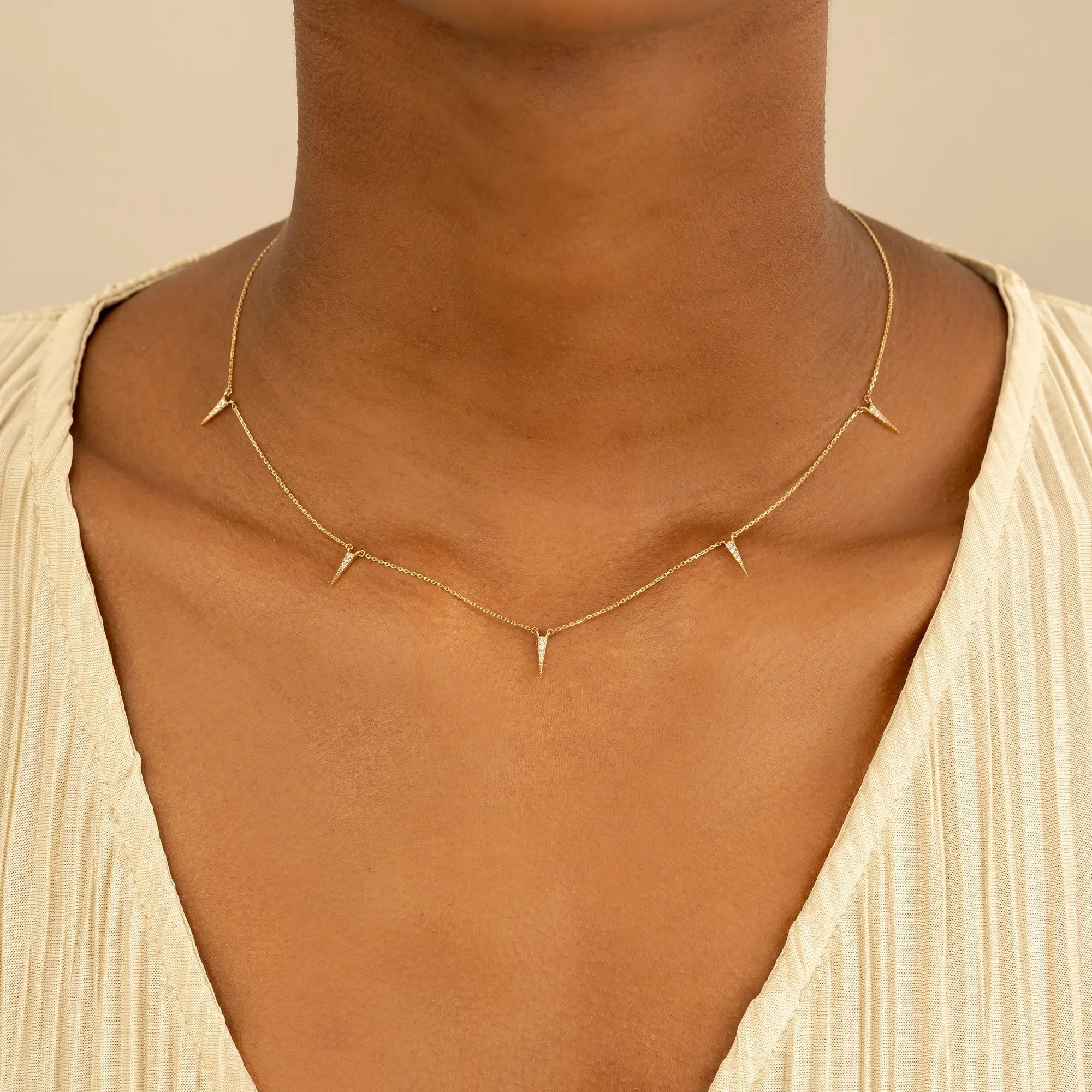 Diamond Spike Station Necklace, Roxy