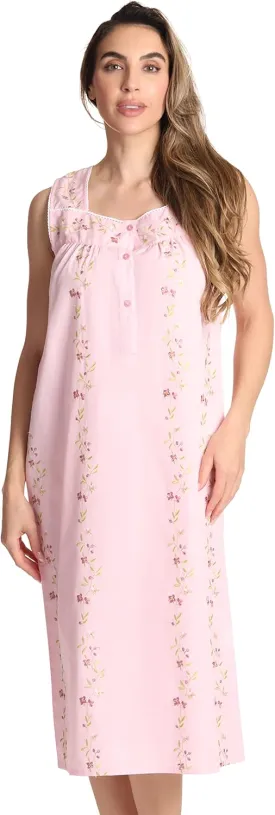 Dreamcrest 100% Cotton Sleeveless Night Gown for Women Cute Floral Summer Sleep Dress