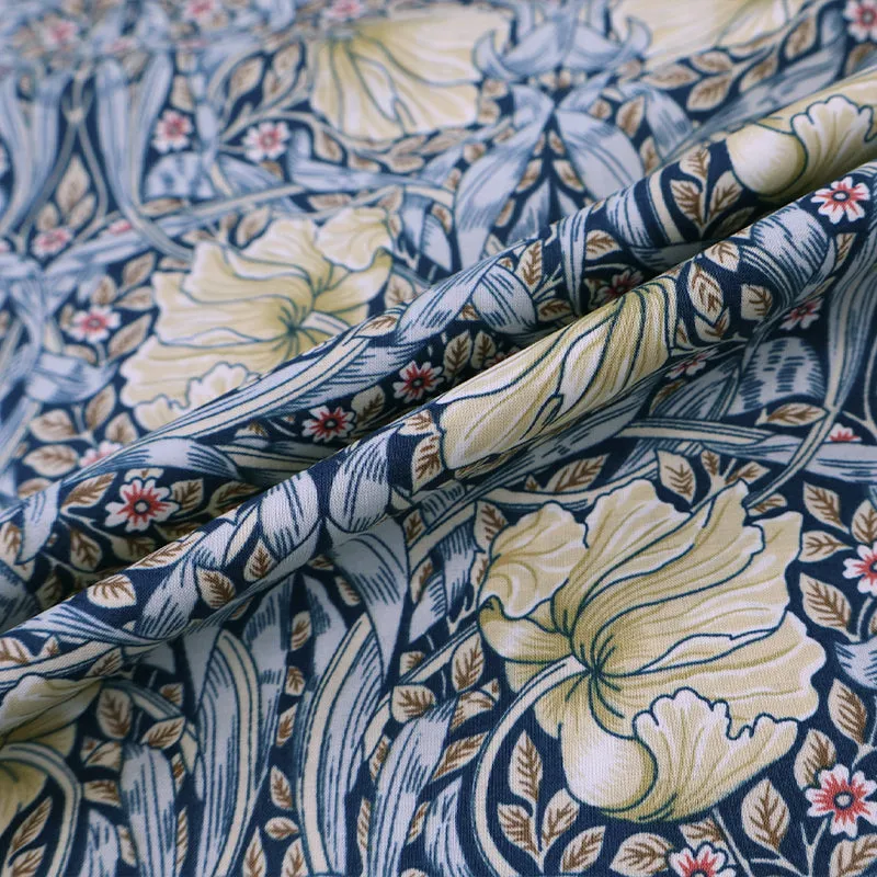 Dressmaking Floral Cotton Lawn - Rosemary - Petrol Blue