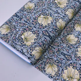 Dressmaking Floral Cotton Lawn - Rosemary - Petrol Blue