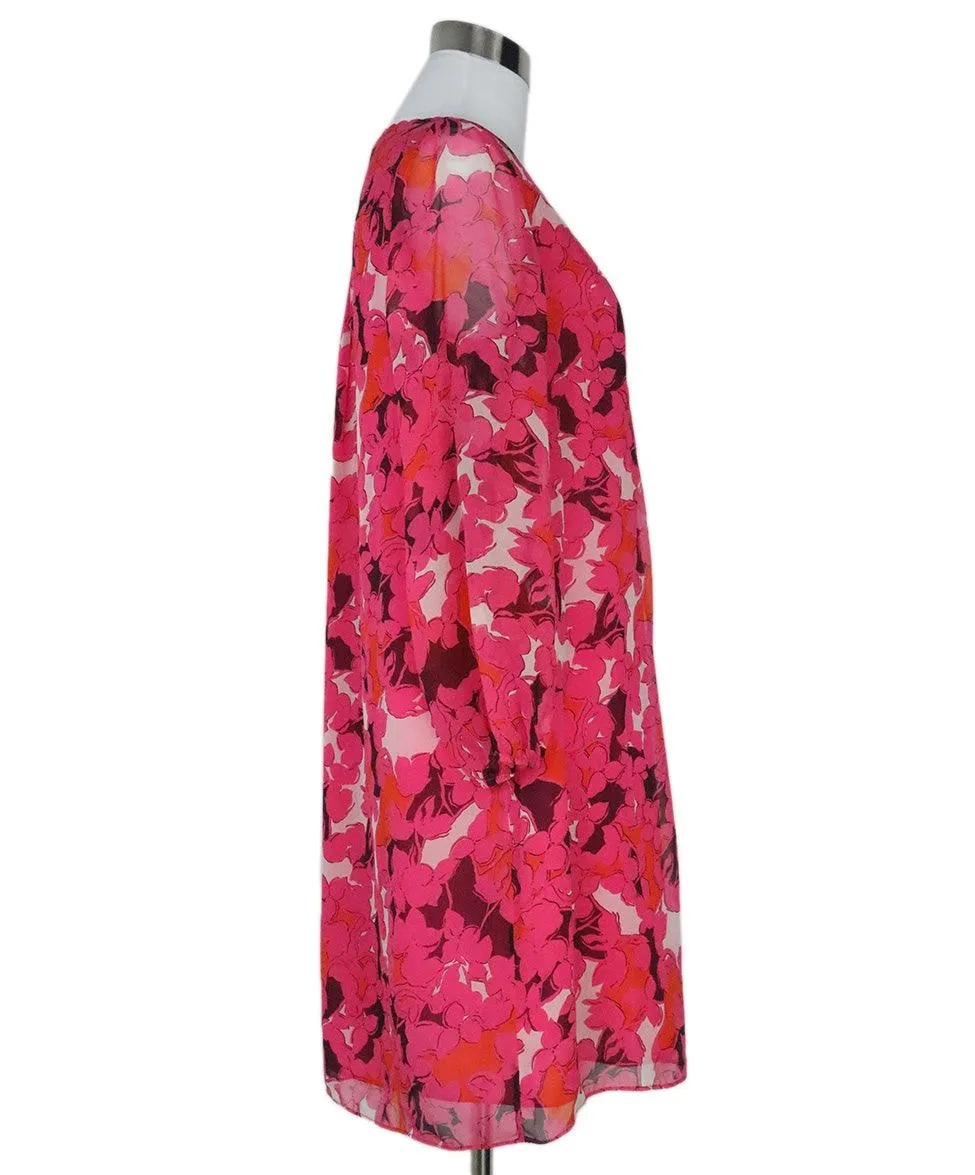 DVF Pink Floral Silk Dress sz 4