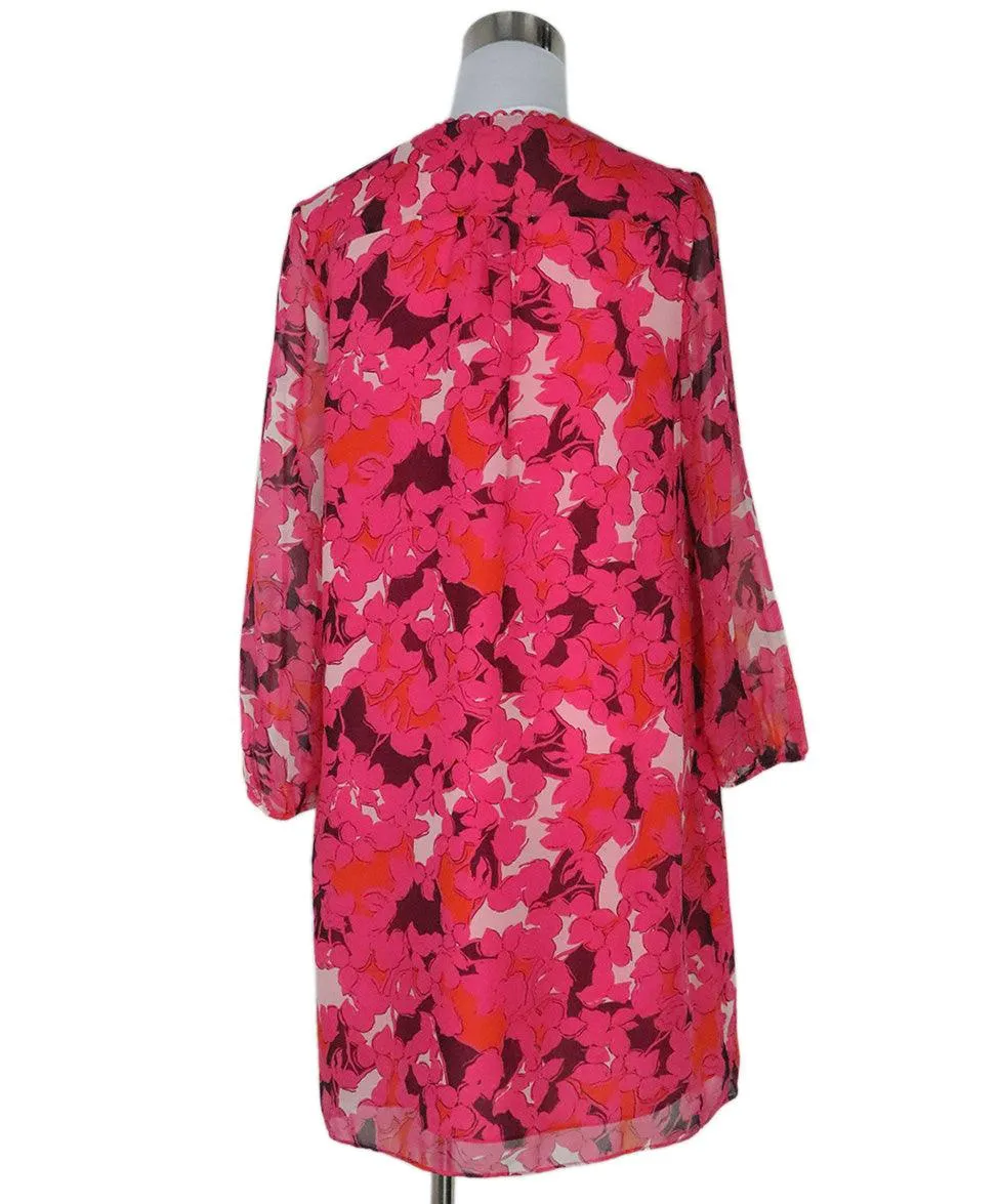 DVF Pink Floral Silk Dress sz 4