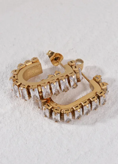 Earrings | Crystal Pavé Glam Petite | 18K Gold Plated