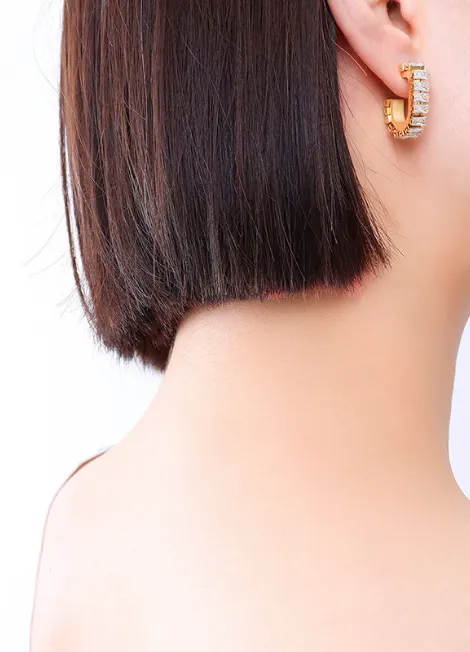 Earrings | Crystal Pavé Glam Petite | 18K Gold Plated