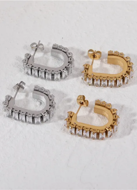 Earrings | Crystal Pavé Glam Petite | 18K Gold Plated