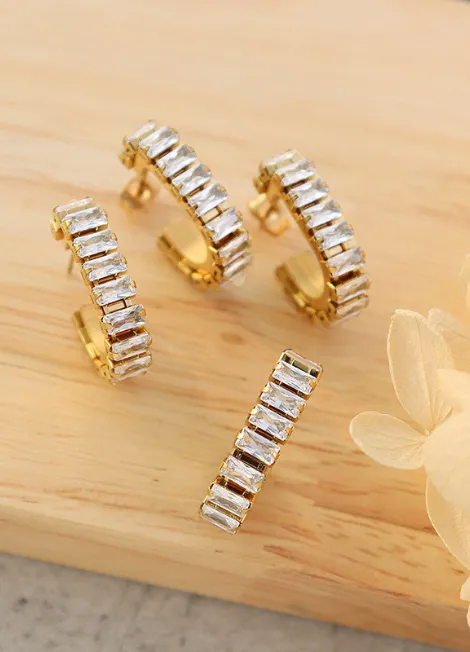 Earrings | Crystal Pavé Glam Petite | 18K Gold Plated