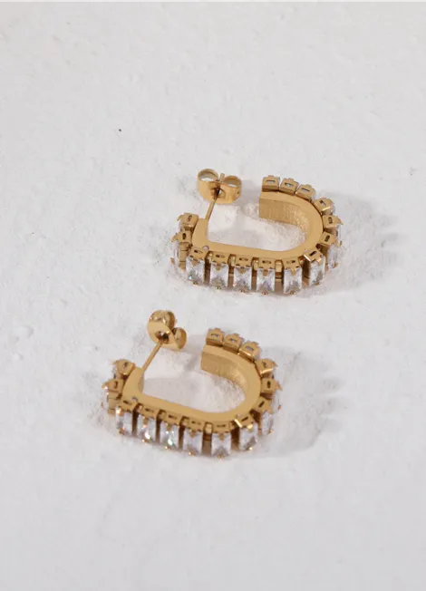 Earrings | Crystal Pavé Glam Petite | 18K Gold Plated