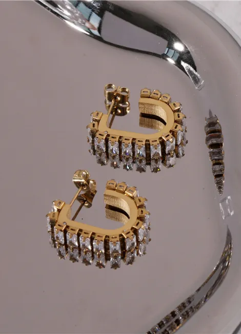 Earrings | Crystal Pavé Glam Petite | 18K Gold Plated
