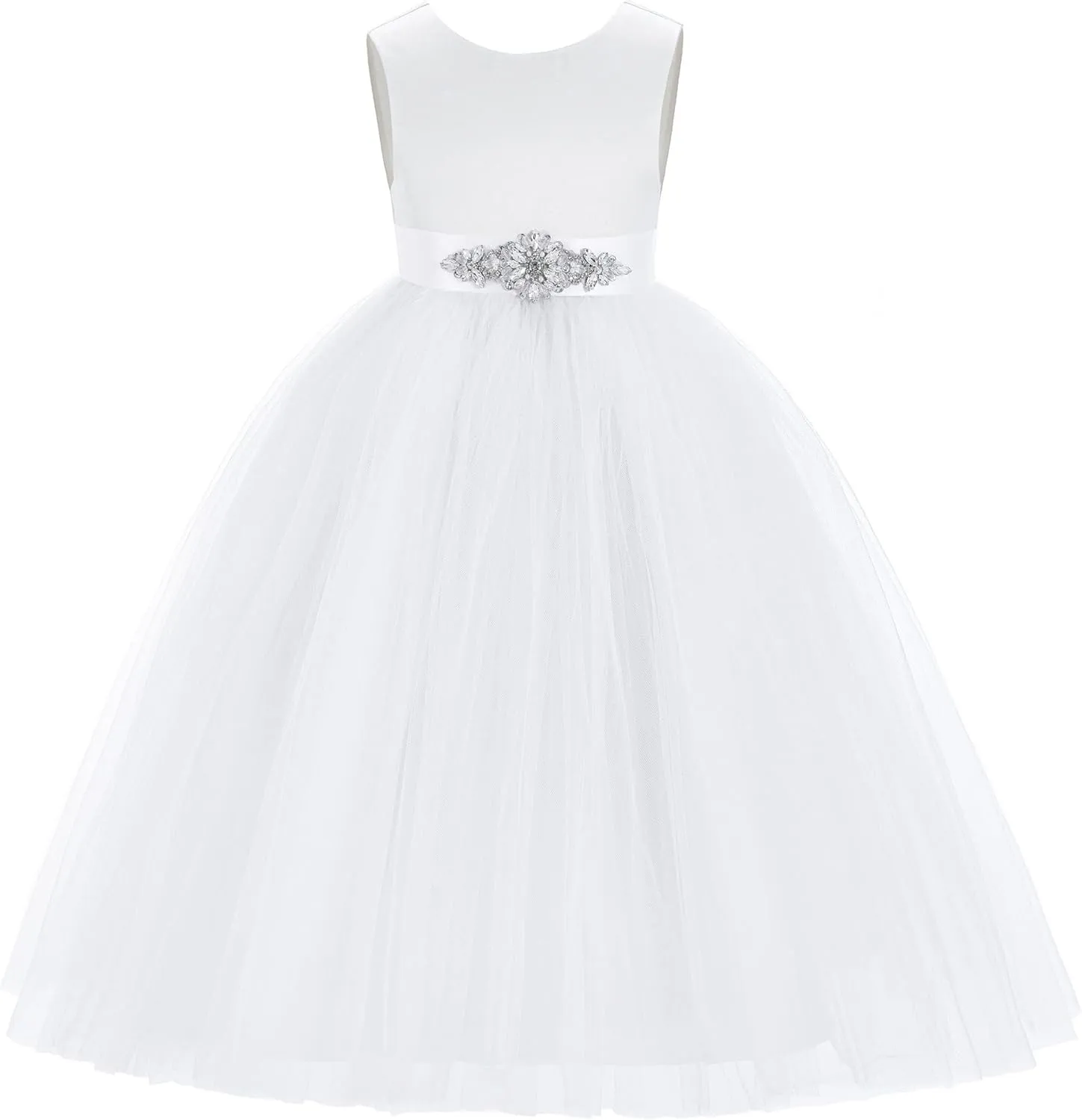 ekidsbridal V-Back Satin Flower Girl Dress Toddler Communion Gown Formal Dresses 219