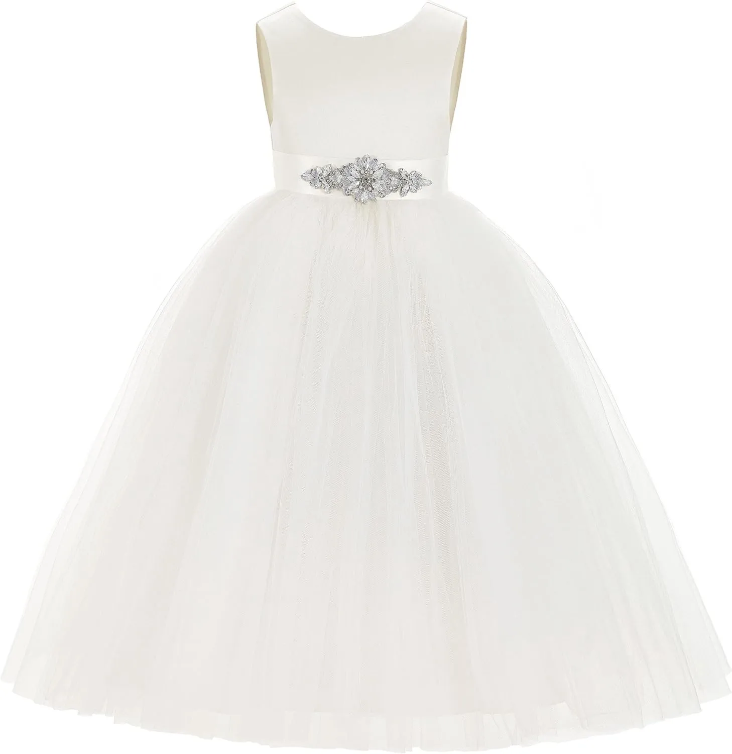 ekidsbridal V-Back Satin Flower Girl Dress Toddler Communion Gown Formal Dresses 219