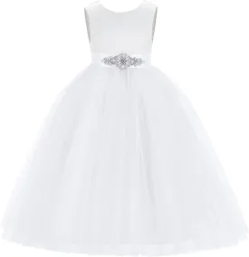 ekidsbridal V-Back Satin Flower Girl Dress Toddler Communion Gown Formal Dresses 219