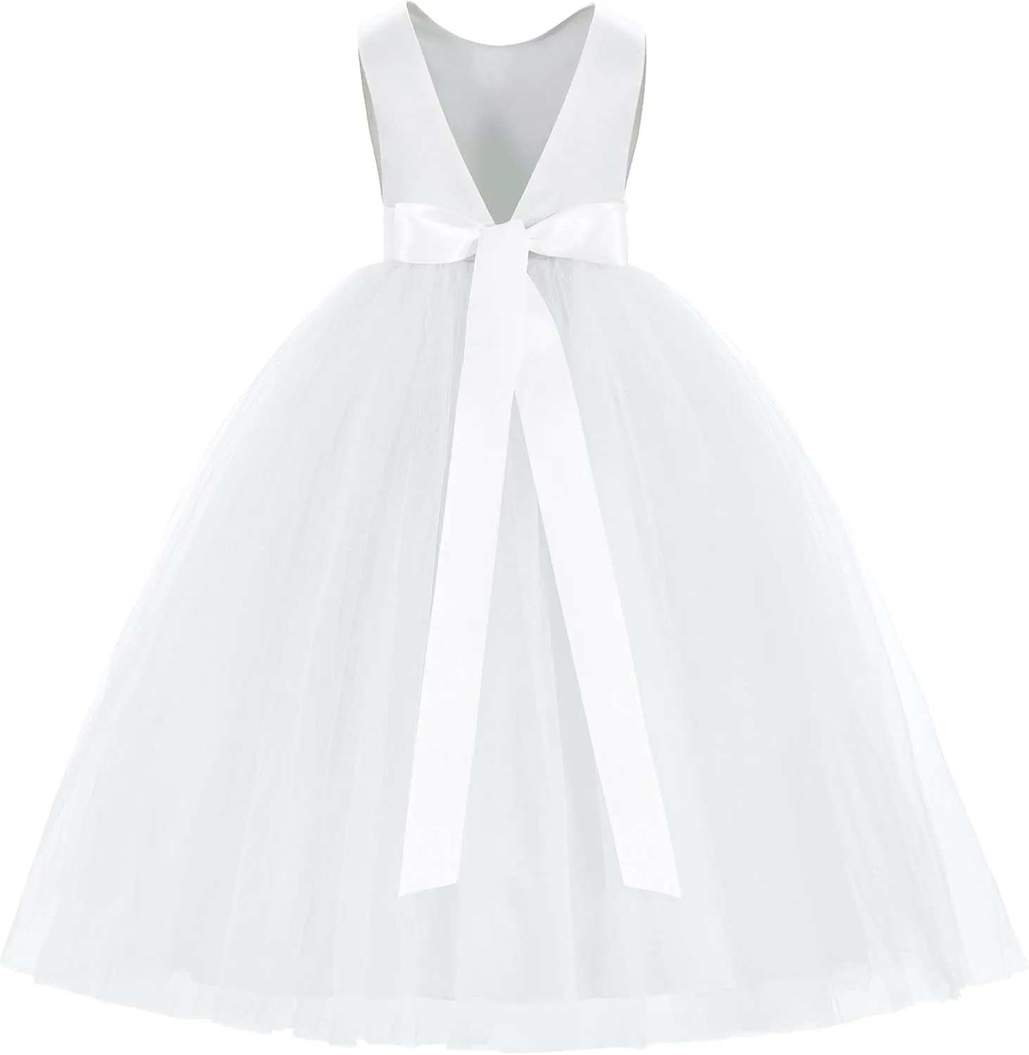 ekidsbridal V-Back Satin Flower Girl Dress Toddler Communion Gown Formal Dresses 219