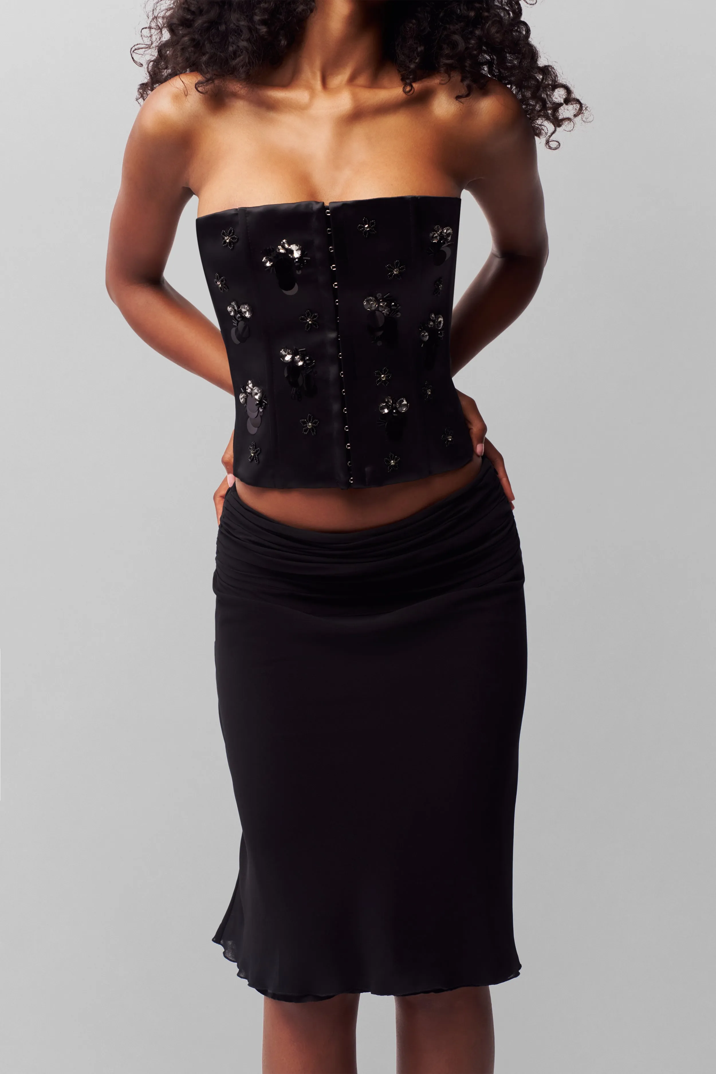Embellished Satin Corset