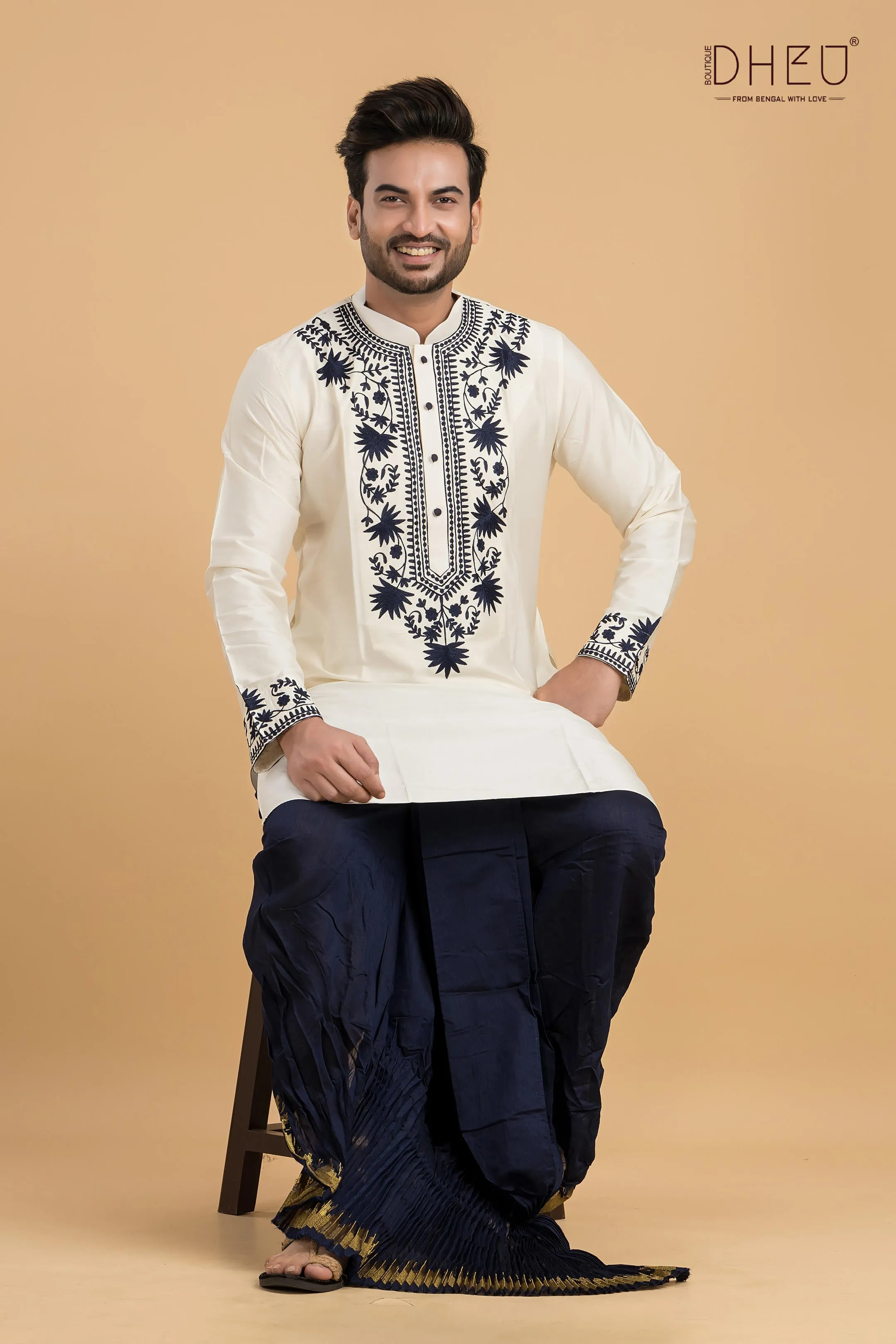Premium Designer Silk Kurta & Optional Dhoti Set