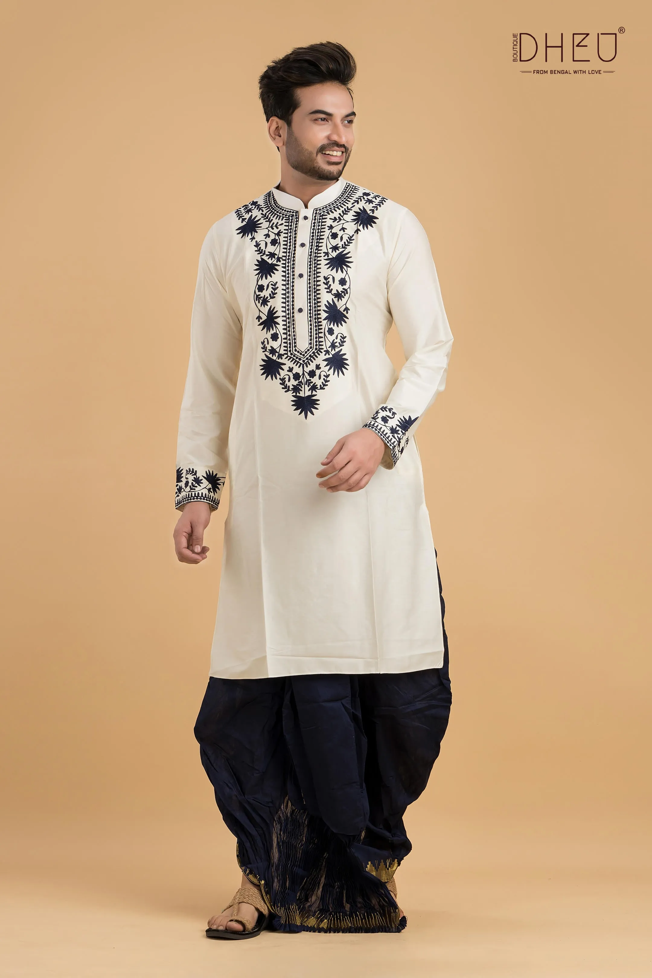 Premium Designer Silk Kurta & Optional Dhoti Set