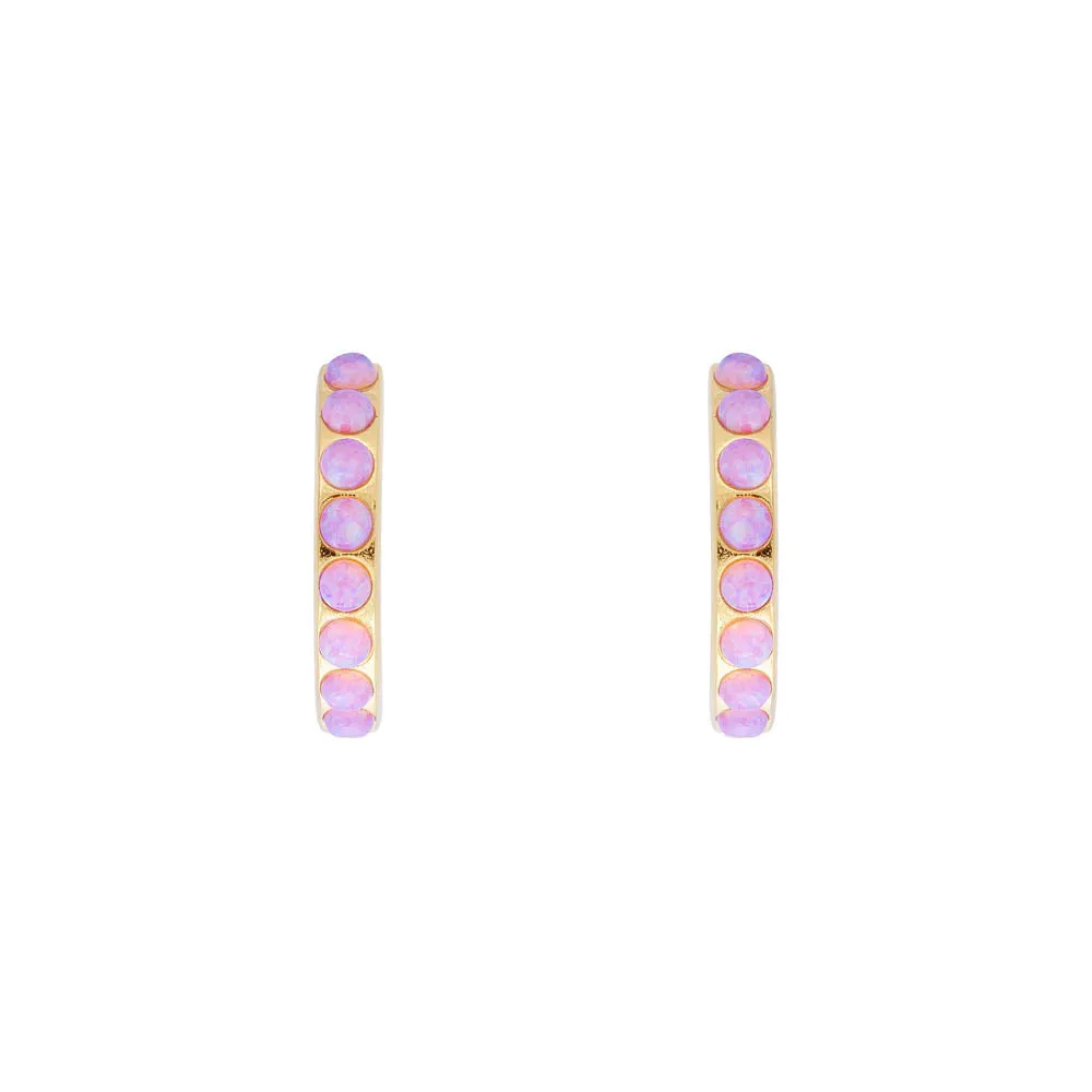 FAIRLEY Crystal Midi Hoops PINK OPAL