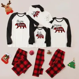 Family Matching Mama&Papa Bear Plaid Print Pajamas Sets