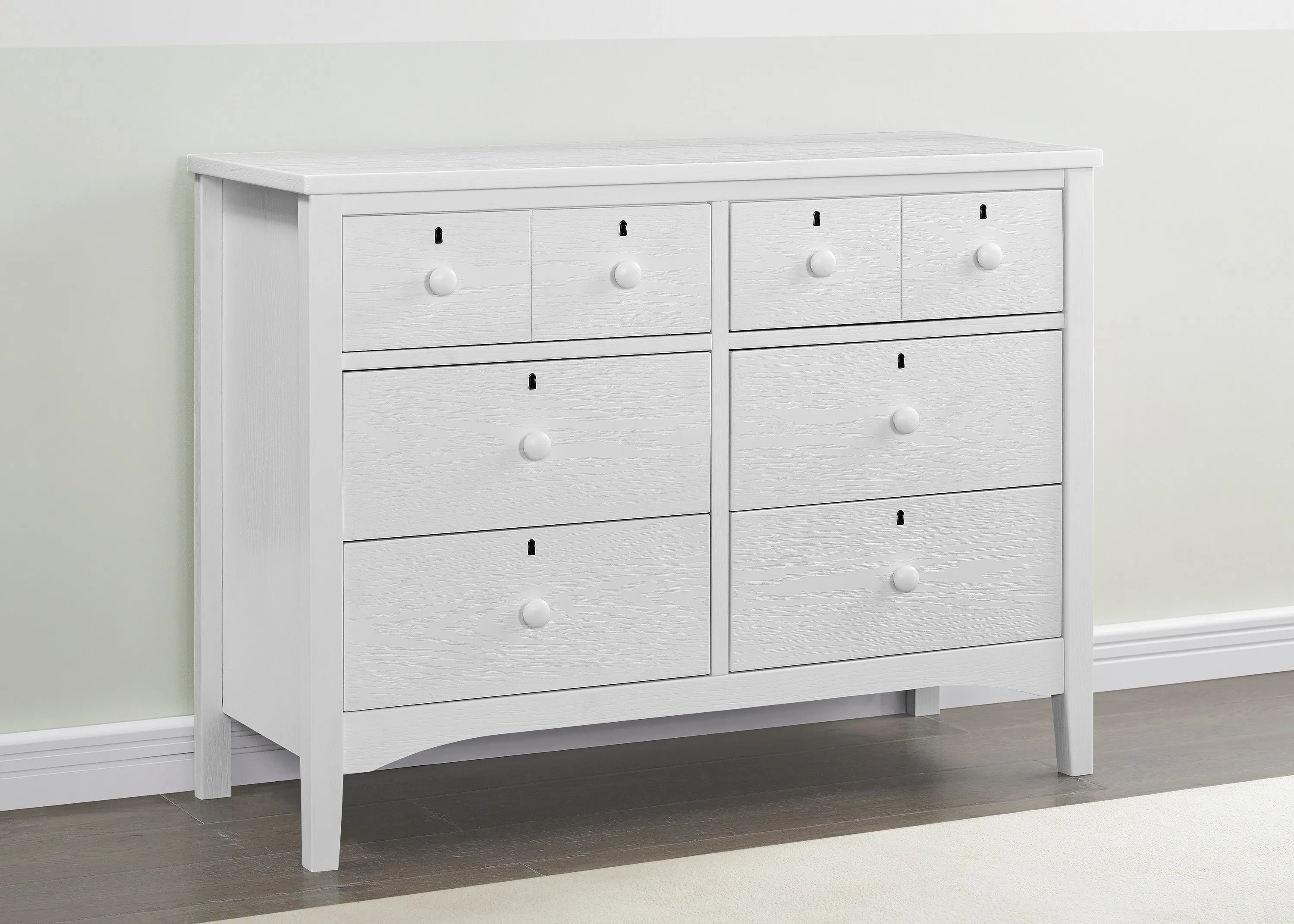 Farmhouse 6 Drawer Dresser with Interlocking Drawers