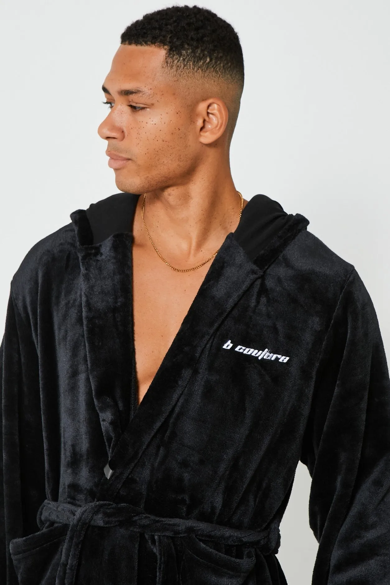 Fletcher Street Hooded Dressing Gown - Black