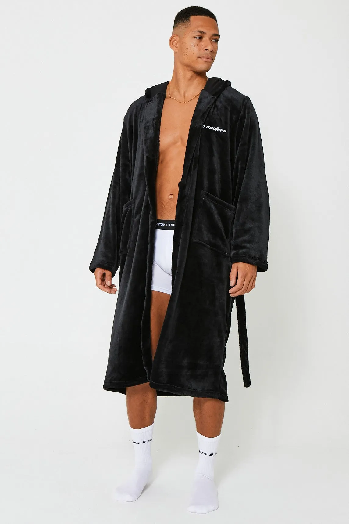 Fletcher Street Hooded Dressing Gown - Black