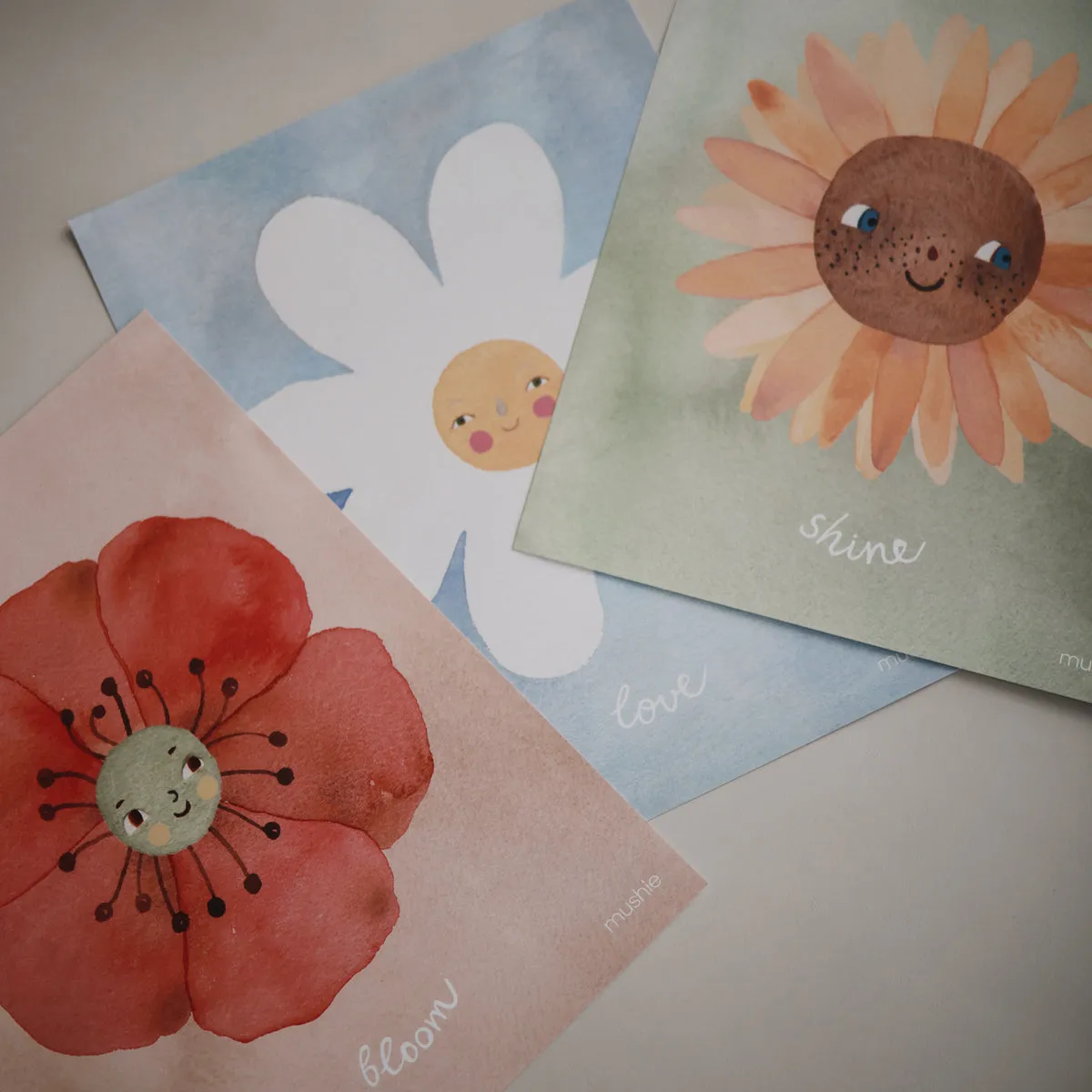 Floral Poster Set - Bloom   Love   Shine