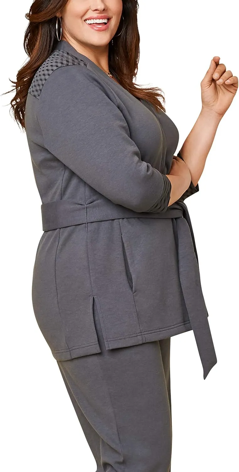 Fruit of the Loom Women's Plus Size  Sleeve Stretch Tie Jacket