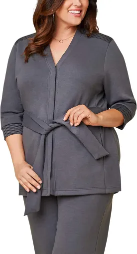 Fruit of the Loom Women's Plus Size  Sleeve Stretch Tie Jacket