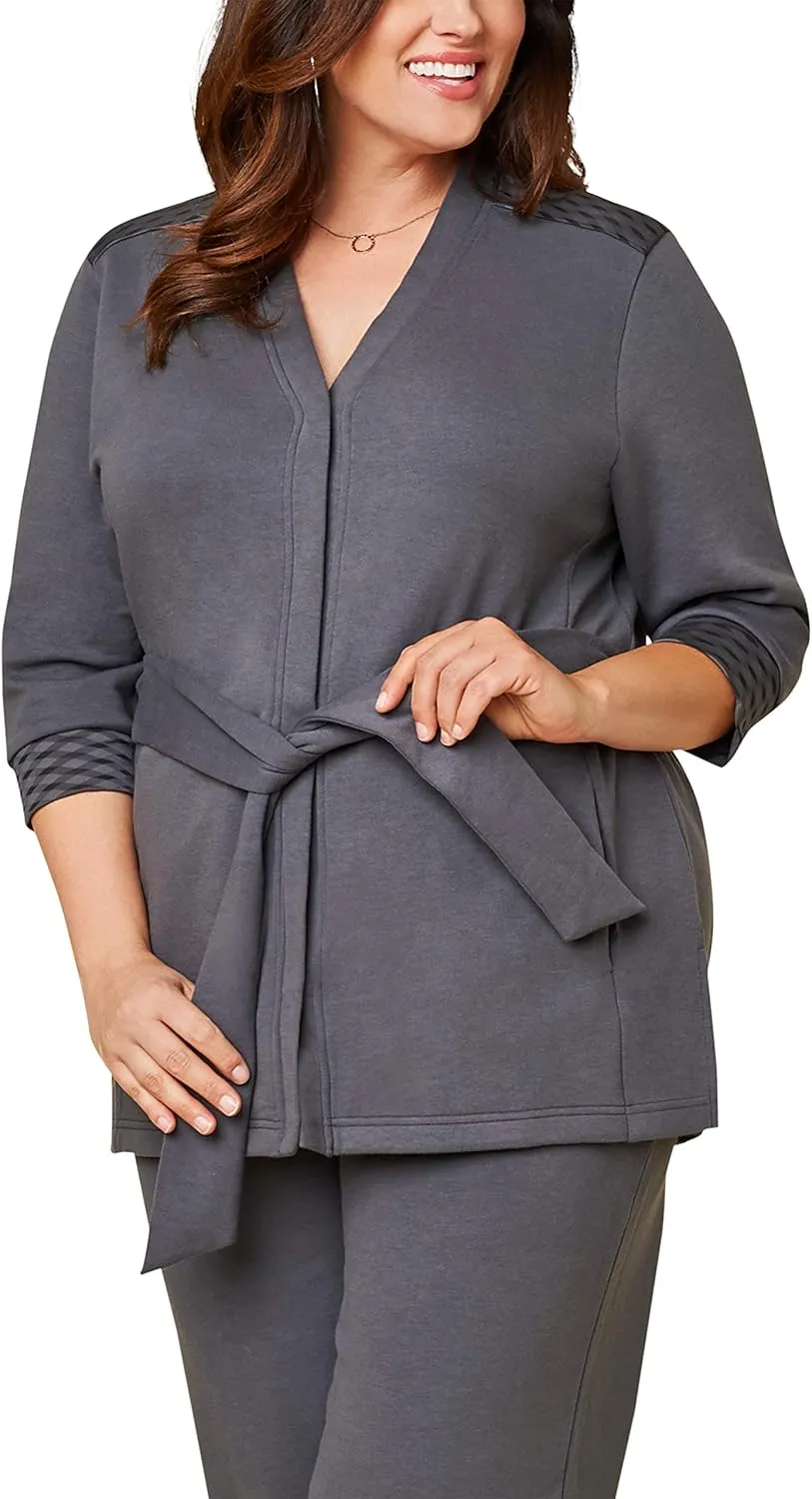 Fruit of the Loom Women's Plus Size  Sleeve Stretch Tie Jacket