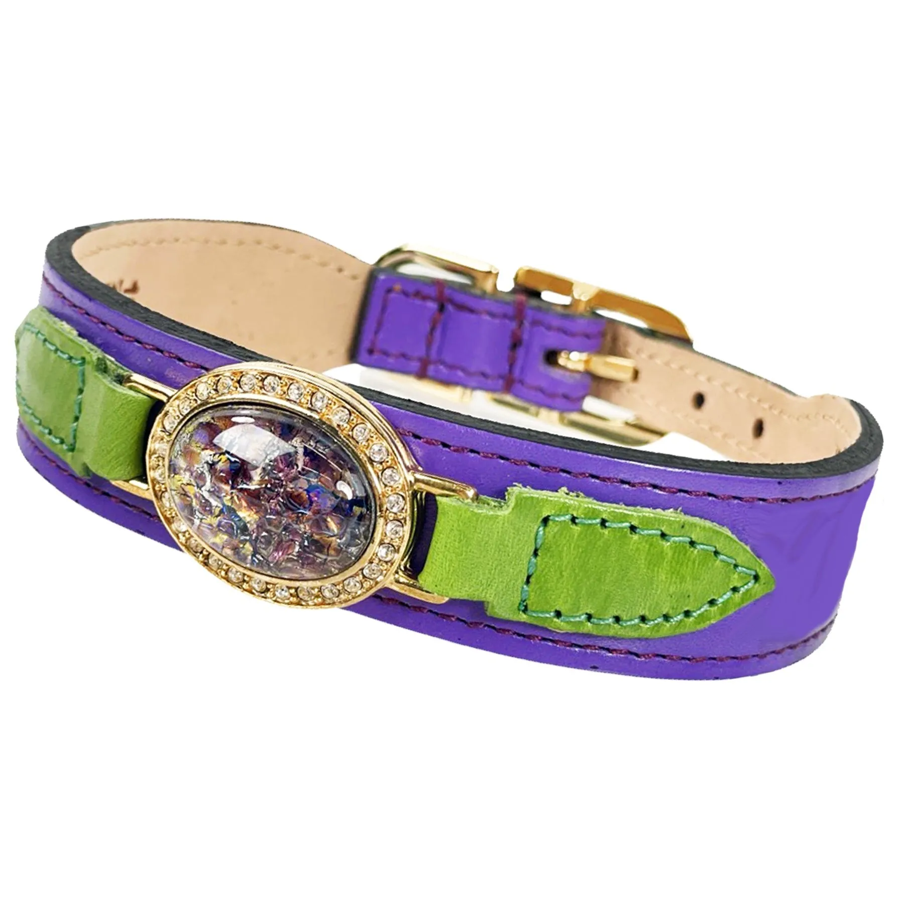 Galaxy Dog Collar in Lavender & Gold