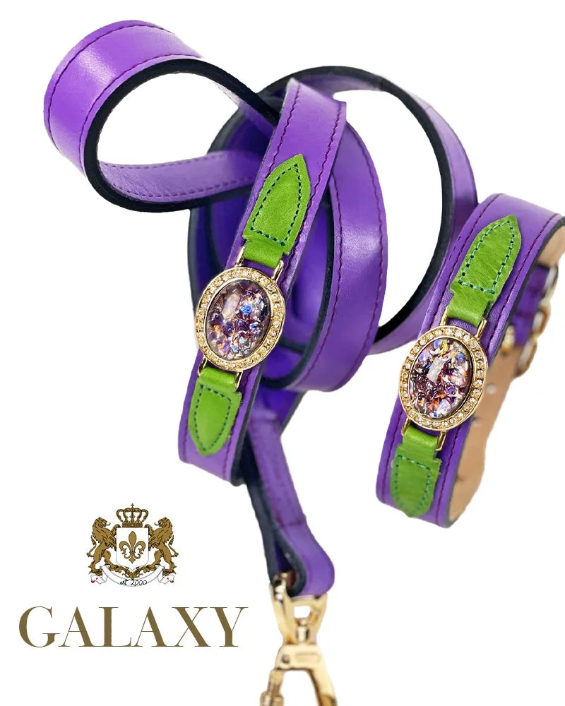 Galaxy Dog Collar in Lavender & Gold