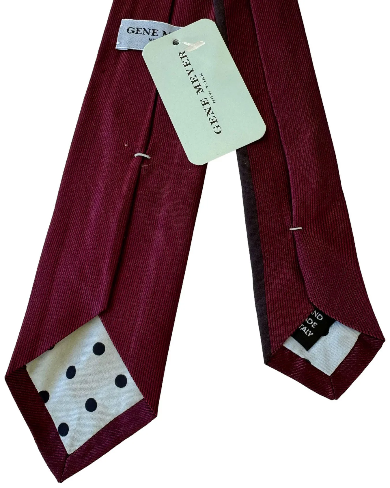 Gene Meyer Tie Maroon Purple Design - Hand Made in Italy