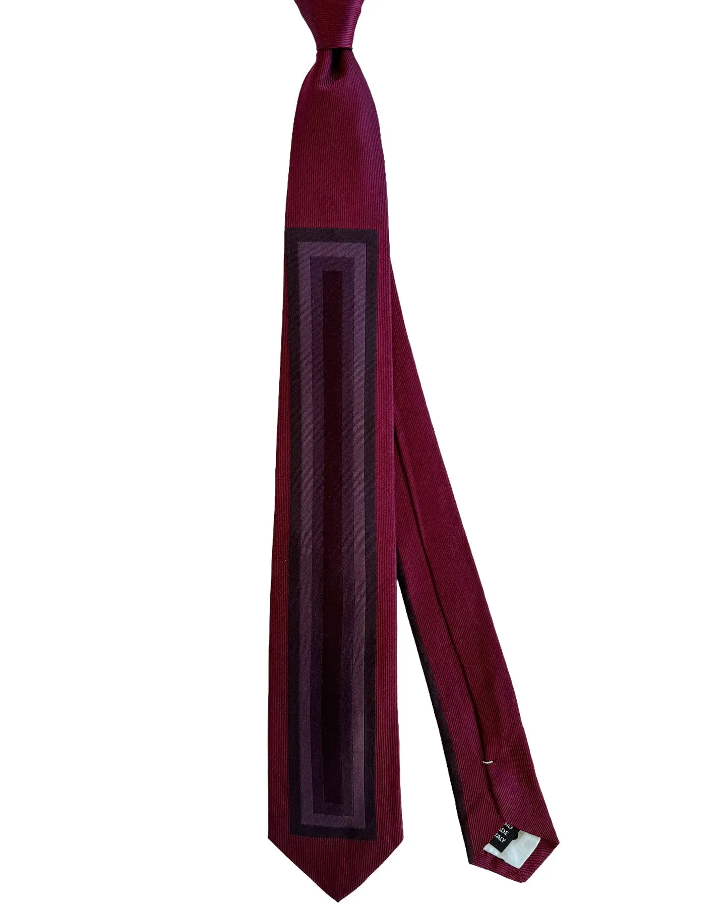 Gene Meyer Tie Maroon Purple Design - Hand Made in Italy