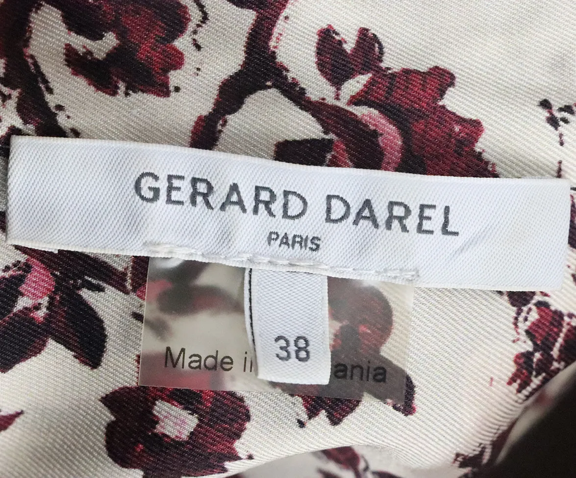 Gerard Darel Burgundy & Ivory Silk Top sz 2