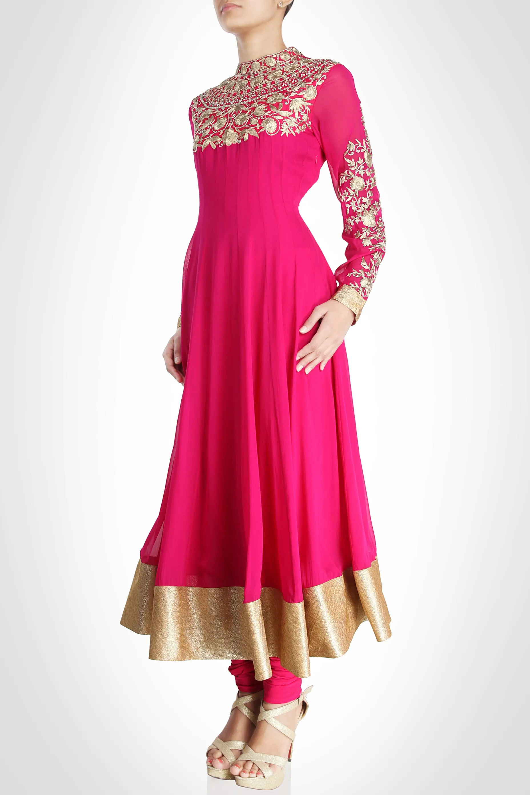 GOTA SAINI ANARKALI COLLECTION: PINK