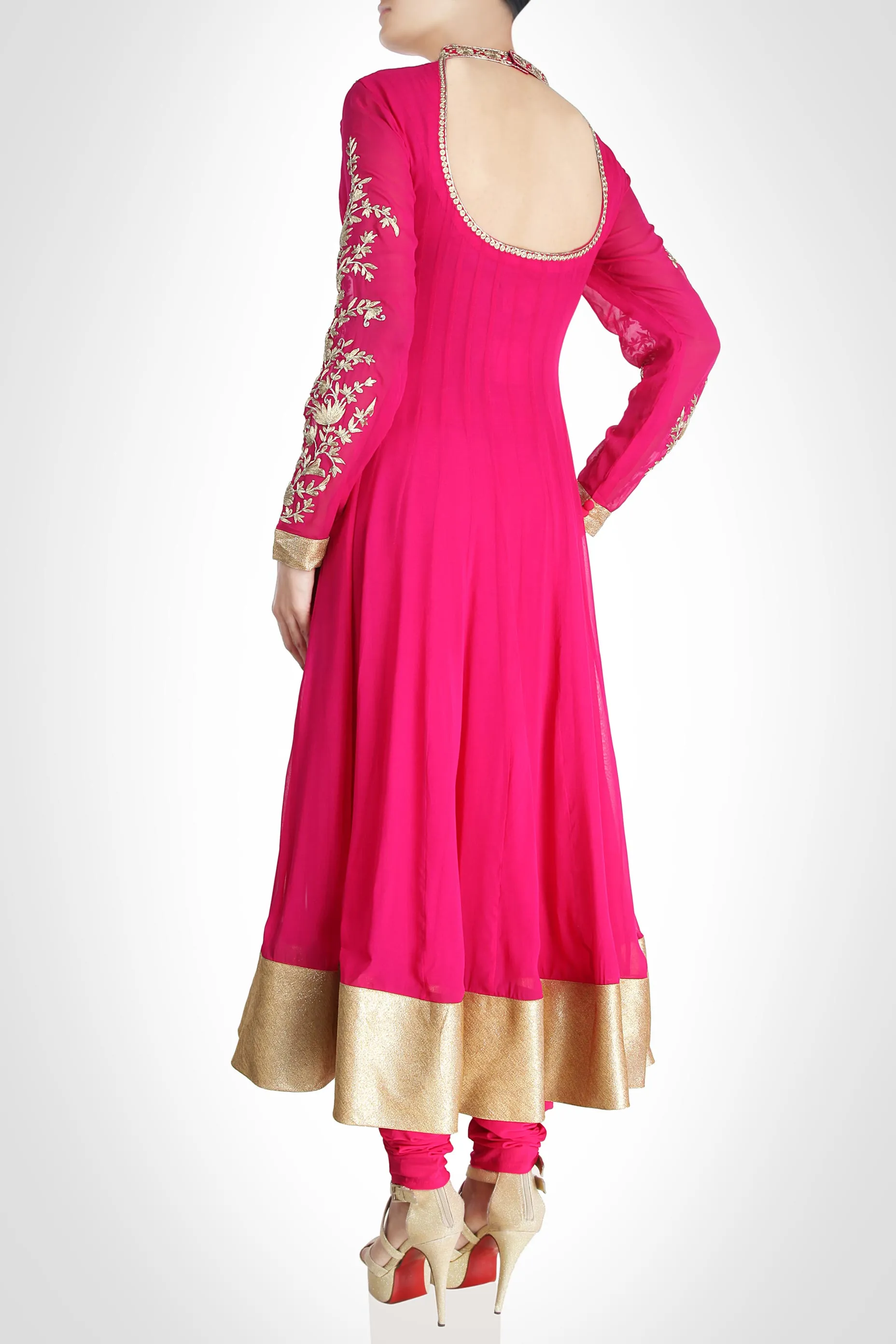 GOTA SAINI ANARKALI COLLECTION: PINK