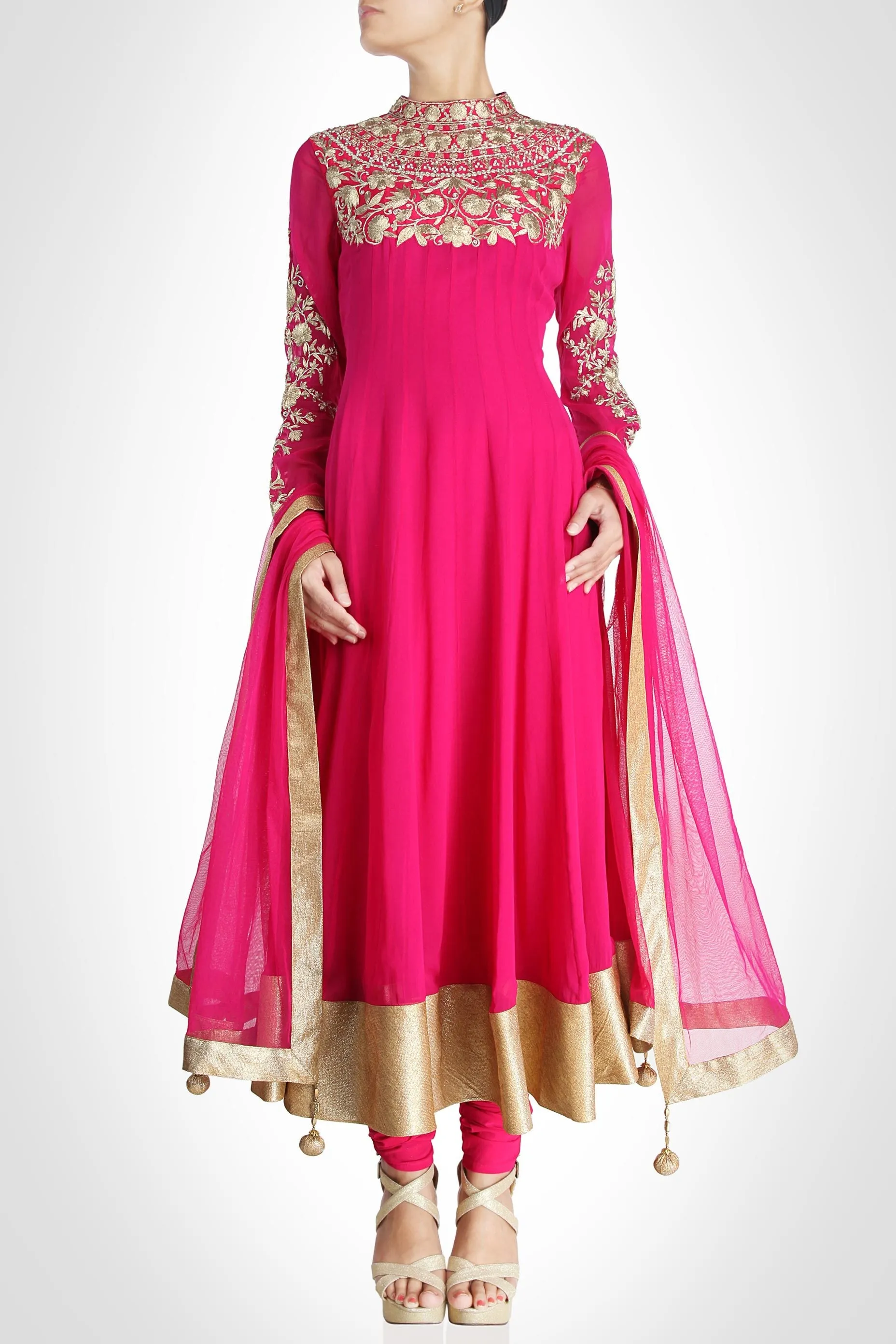 GOTA SAINI ANARKALI COLLECTION: PINK